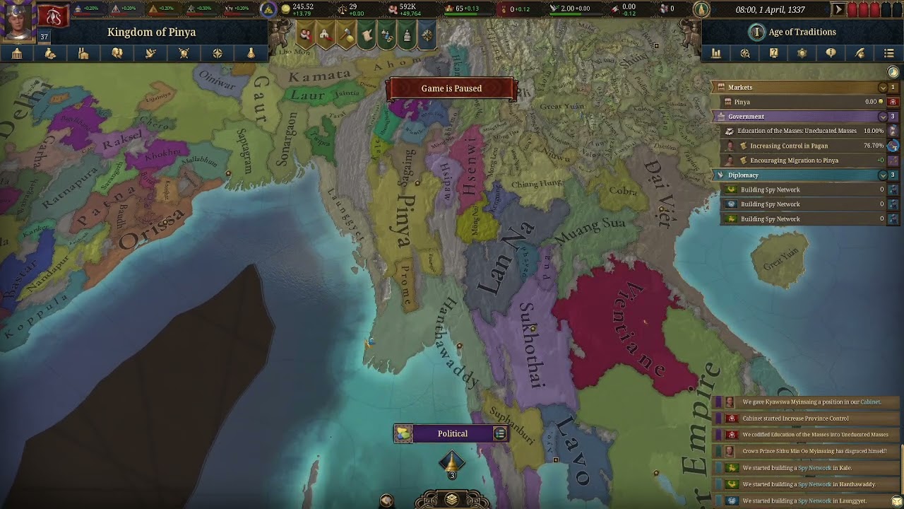 Lets Play EU5: Pinya/Burma part 1
