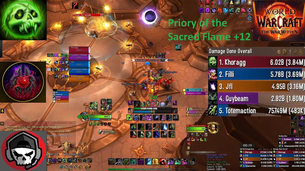 Priory of the Sacred Flame 12+ | 3.84M DPS Unholy DK San'layn M+ | Ui + Live Rotation