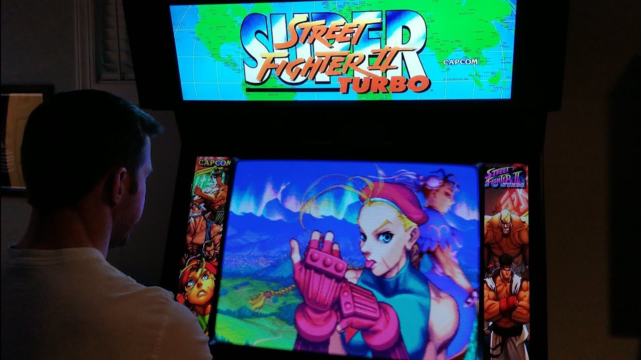 Super Street Fighter II Turbo Arcade Cabinet MAME Gameplay w/ Hypermarquee