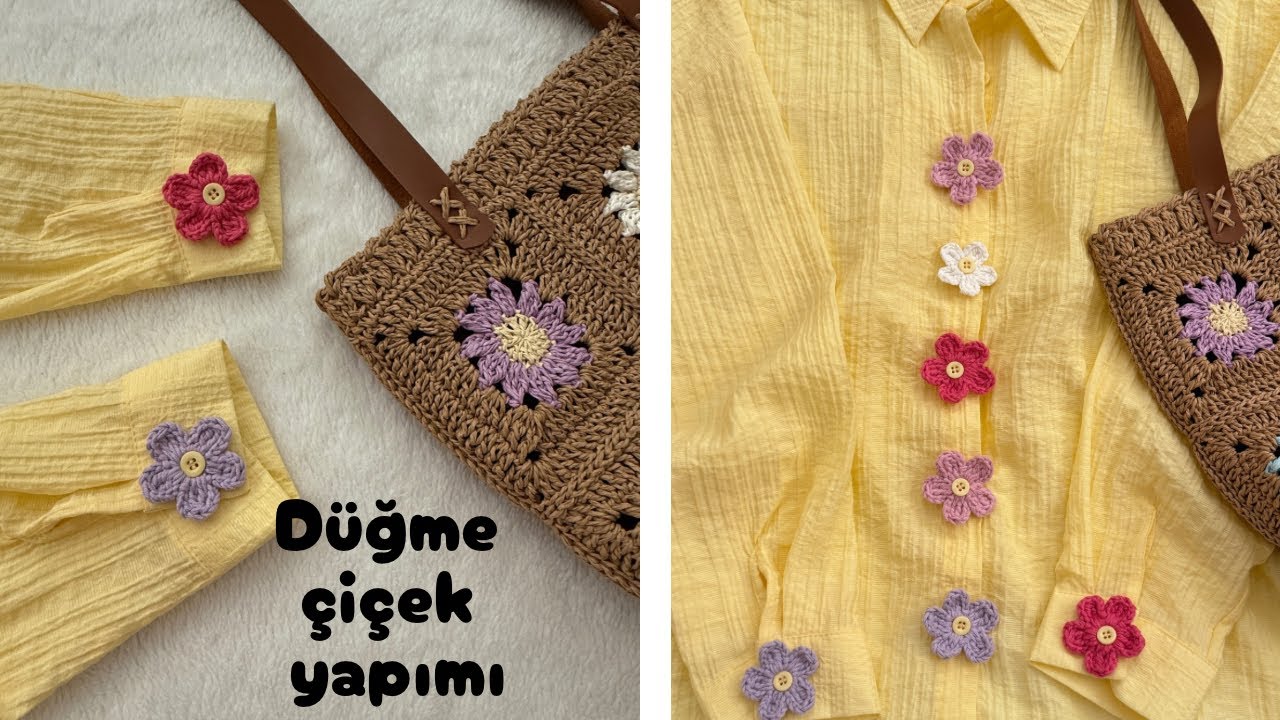 🌸ÖRGÜ ÇİÇEK DÜĞME YAPIMI🌸