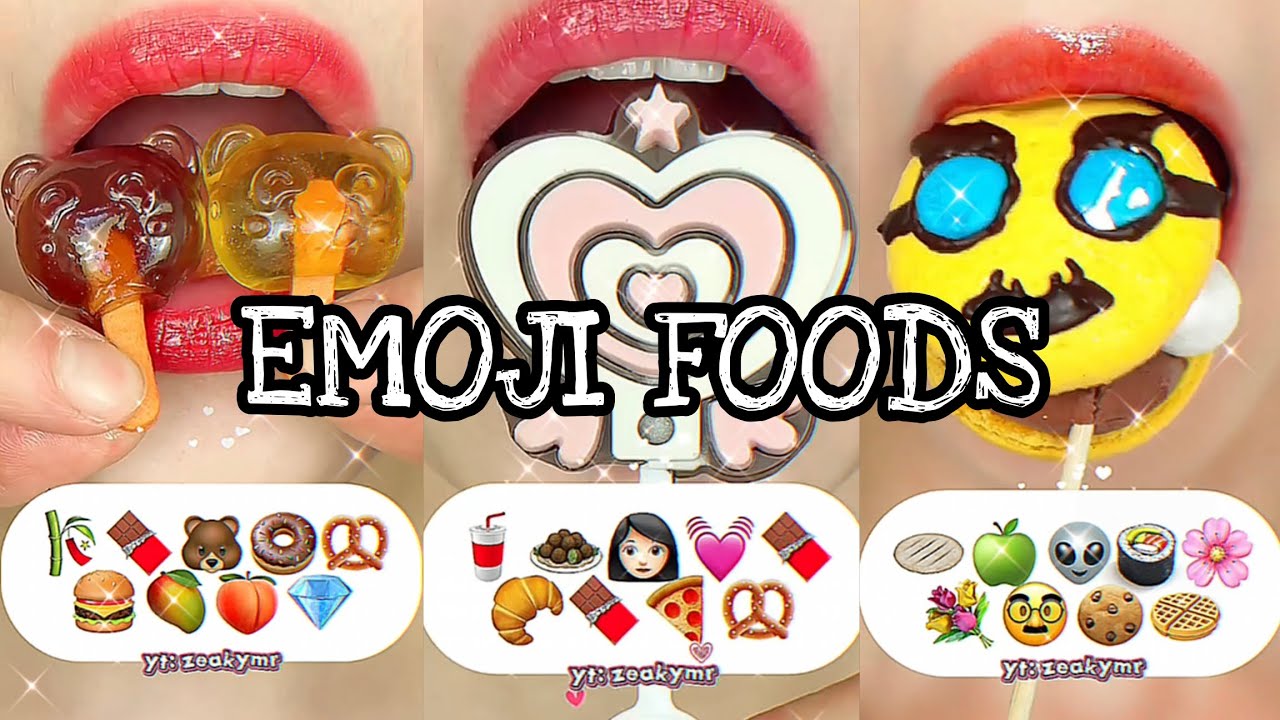 #asmr Подборка ASMR с едой 🌺🪸👩🏻‍🚀💐 || Еда с помощью эмодзи || Приятные звуки~