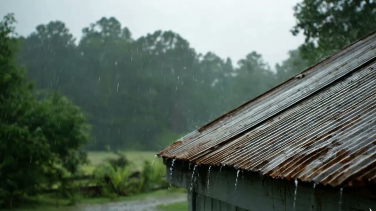 Rain Sounds for Sleeping - ASMR Heavy Rain On Tin Roof for Total Body Relaxation