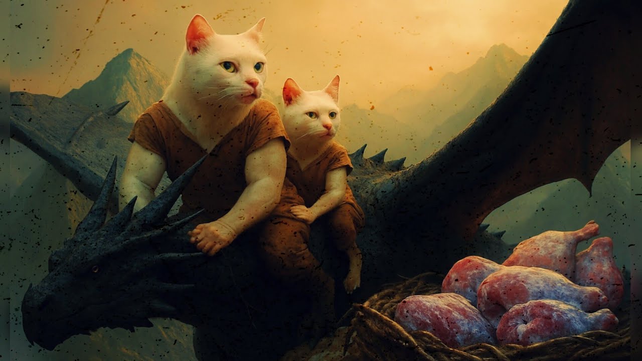 When two cats discover a trapped dragon in the forest!🐱🐱🐉🌲✨#catshorts #catvideos #cats #aivideos #ai