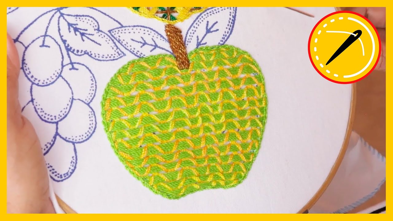 Puntada de MANZANA FACIL 🍏 BORDADOS FACILES 26🧶