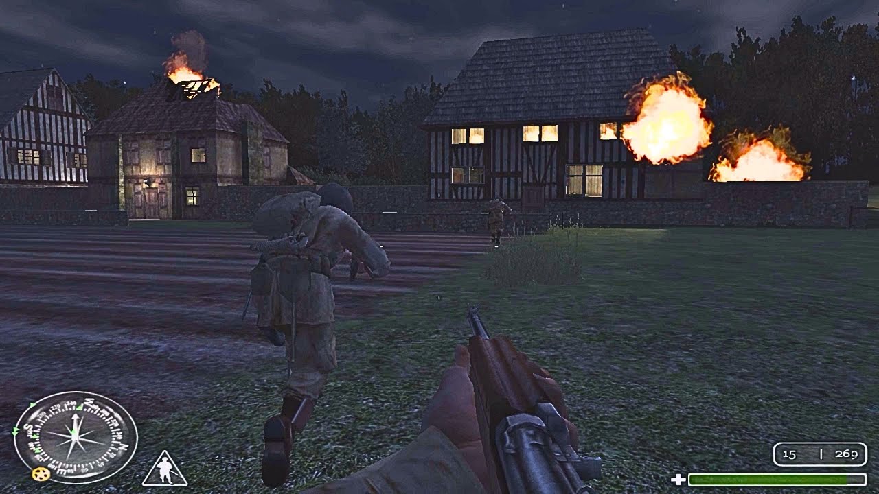 France June 5, 1944 Outskirts of St. Mere Eglise | Call of Duty 2003 Gameplay