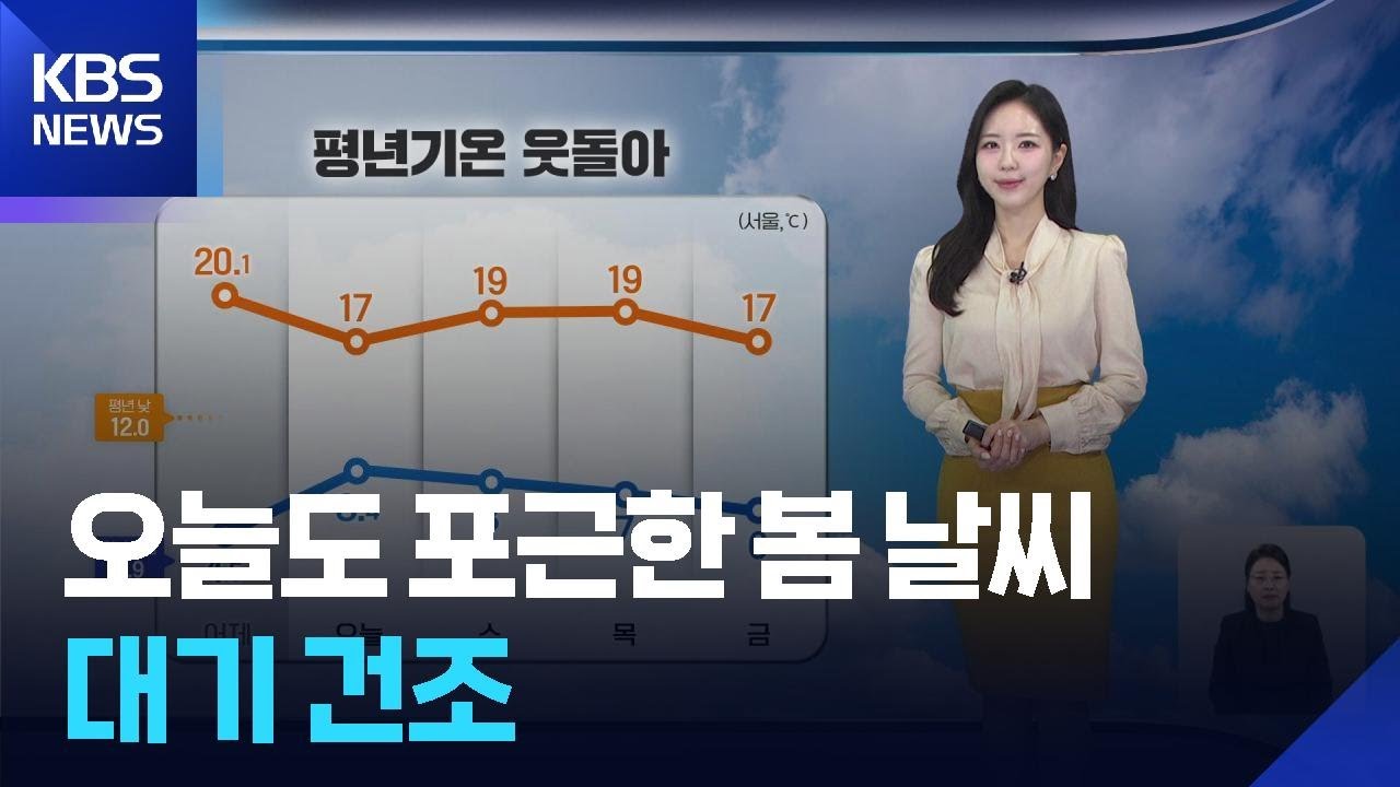 [날씨] 오늘(24일)도 포근한 봄 날씨&hellip;대기 건조 / KBS  2026.03.24.