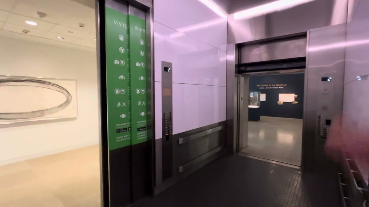 Another HUGE Modded Montgomery Hydraulic Elevator @ Dallas Museum of Art (Green Elevator) Dallas TX