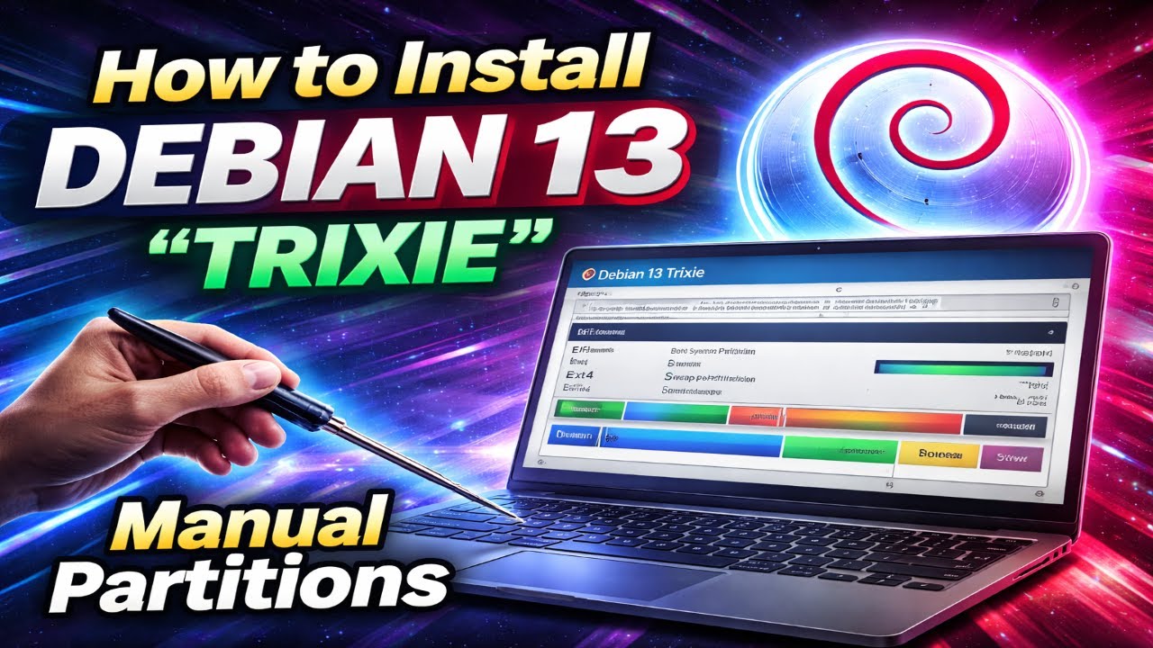 Как установить Debian 13 &laquo;Trixie&raquo; с ручными разделами Linux на ПК или ноутбуке с UEFI