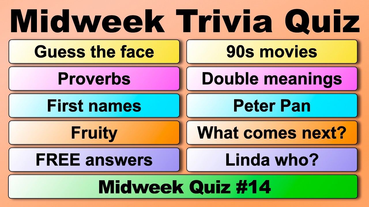 MIDWEEK TRIVIA QUIZ #14 - 50 quiz questions to test your general knowledge!