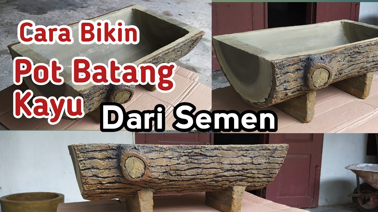 Ide Kreatif | Cara Bikin Pot Batang Kayu Dari Semen