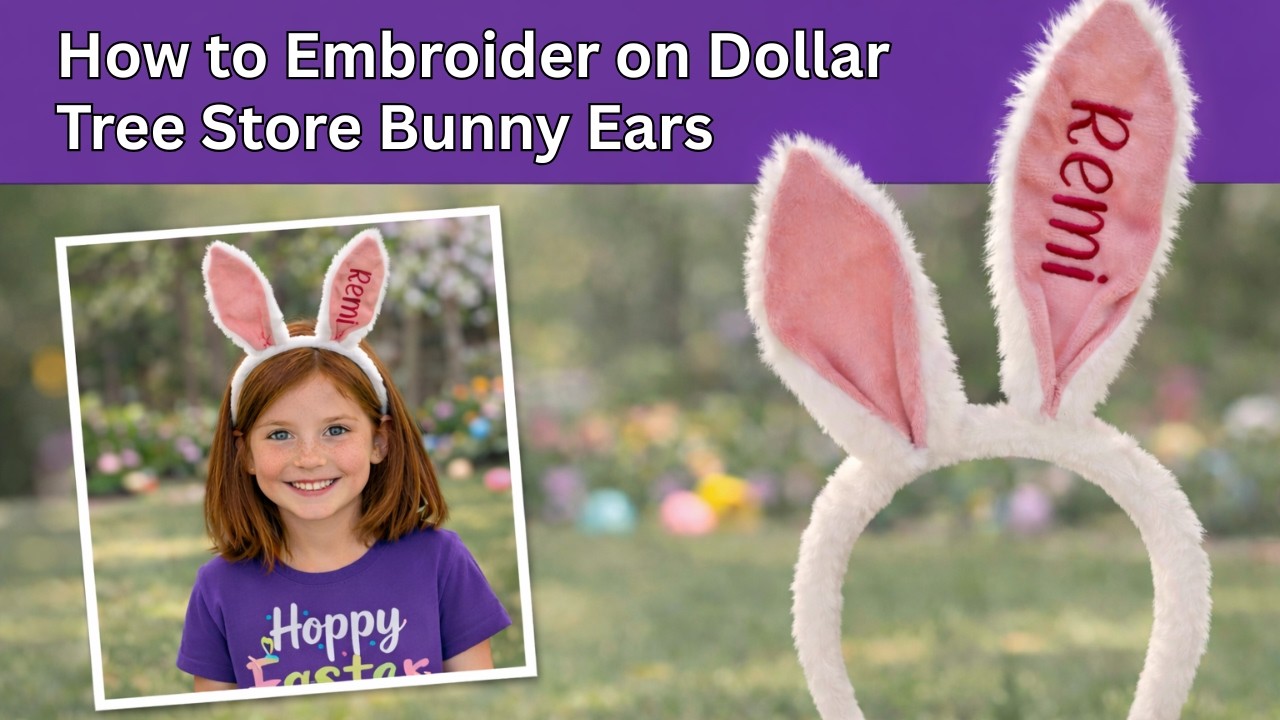 How to Embroidery on Dollar Tree Store Bunny Ears