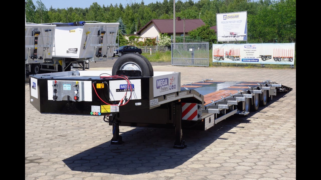 Naczepa niskopodwoziowa Mega-Trailers, 3 osiowa, z najazdami i wciągarką hydrauliczną 7,5T