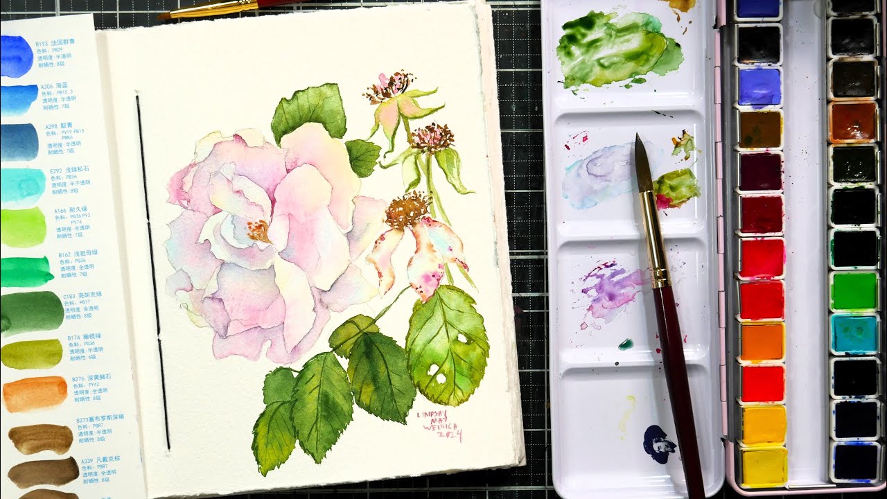 How Many colors in a White Rose? Real Time Watercolor Painting Tutorial