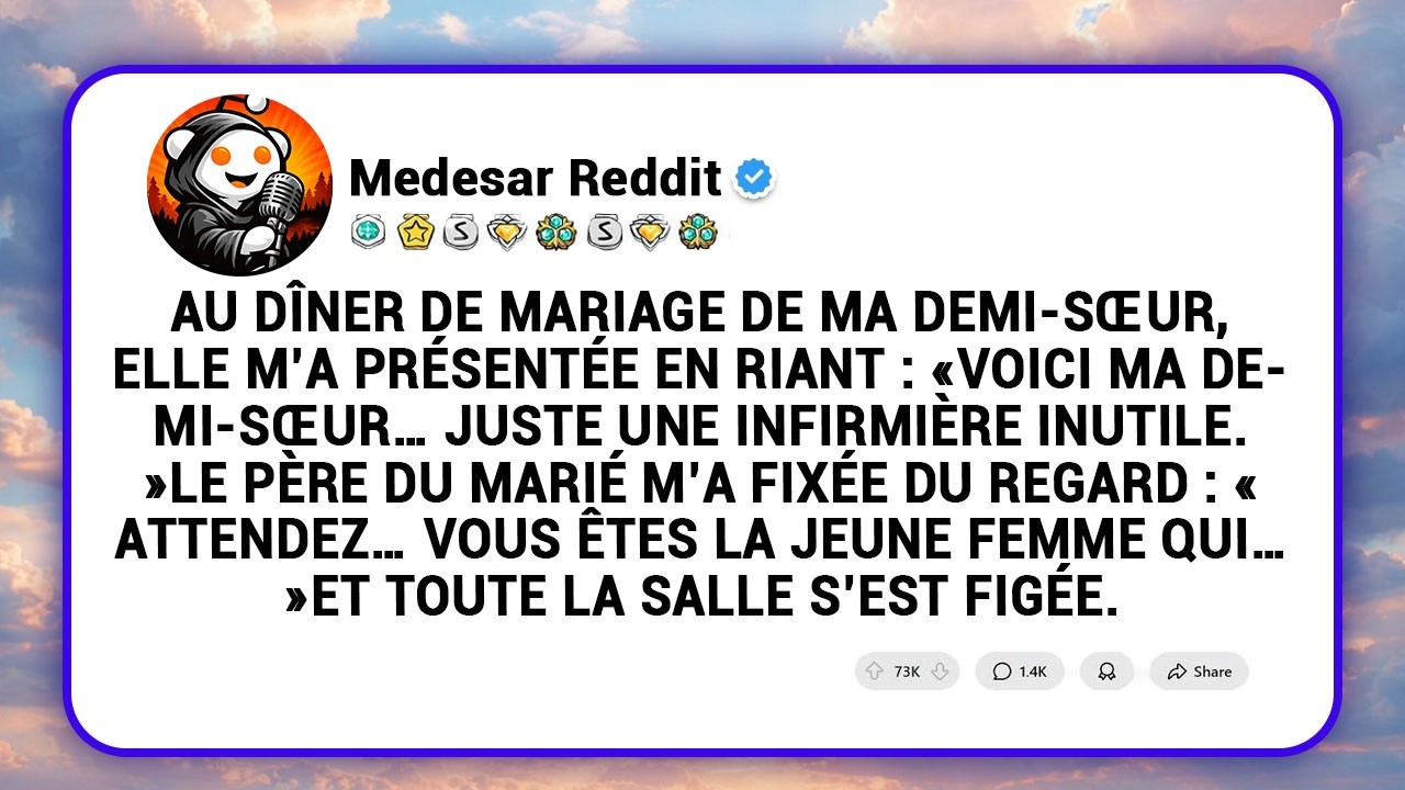 Ma demi-sœur m’a traitée de « simple infirmière » à son mariage— puis le père du marié m’a reconnue.