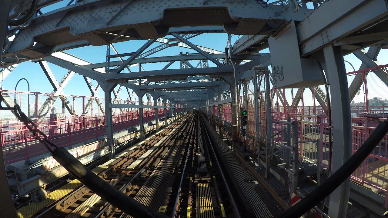 ⁴ᴷ Riding a J NYC Subway Train across the Williamsburg Bridge to Brooklyn