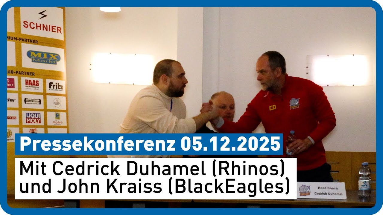 Pressekonferenz nach dem 2:1 Eishockeykrimi gegen die Baden Rhinos (23.01.2026)