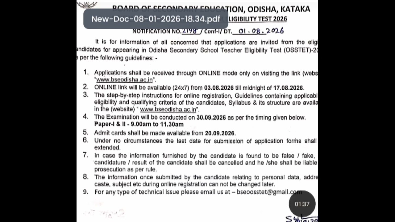 OSSTET NOTIFICATION OUT !ELIGIBILTY CRITERIA! APPLY DATE OUT