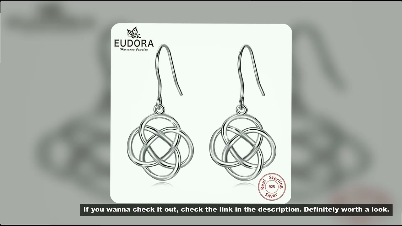 Eudora 100% 925 Sterling Silver witchcraft Knot Drop Earrings for Women Fine Irish Celtic Knot Earri