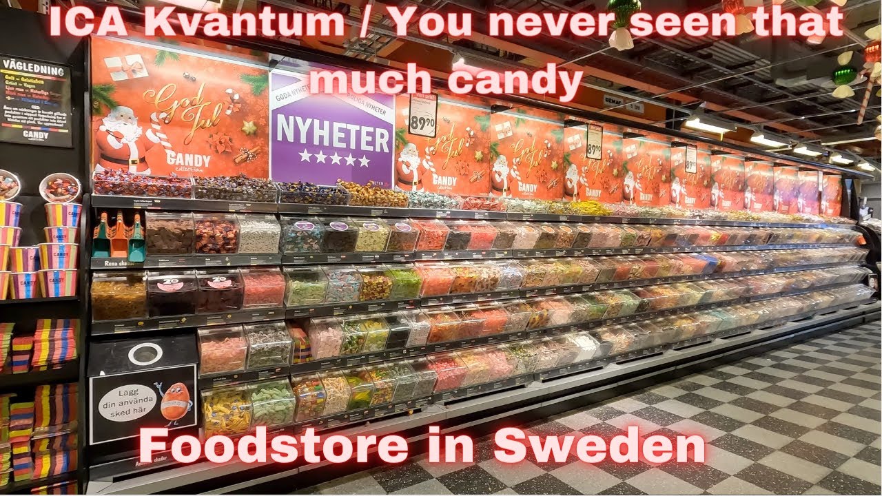 Swedish foodstore / Supermarket ICA Kvantum a huge shop in Sweden. So much CANDY!!!!!! Christmas !!