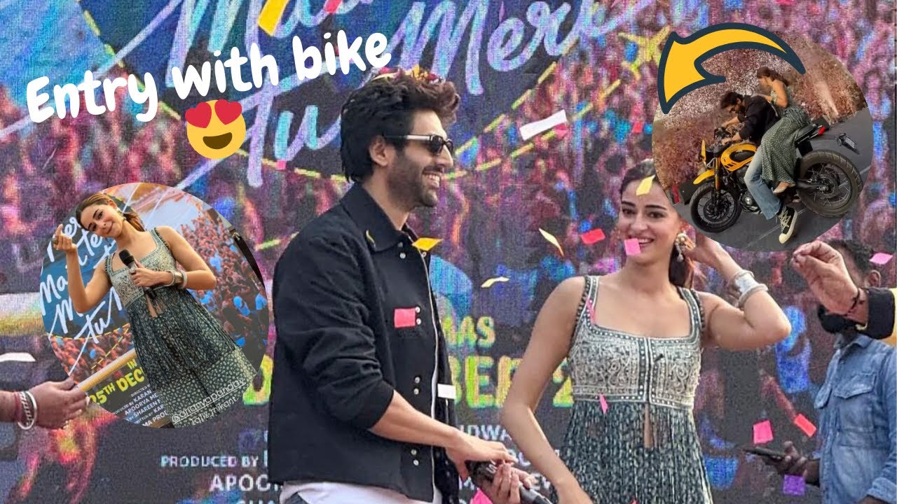 Kartik Aaryan and Ananya Pandey In University 😍 | Entry with bike 🔥 