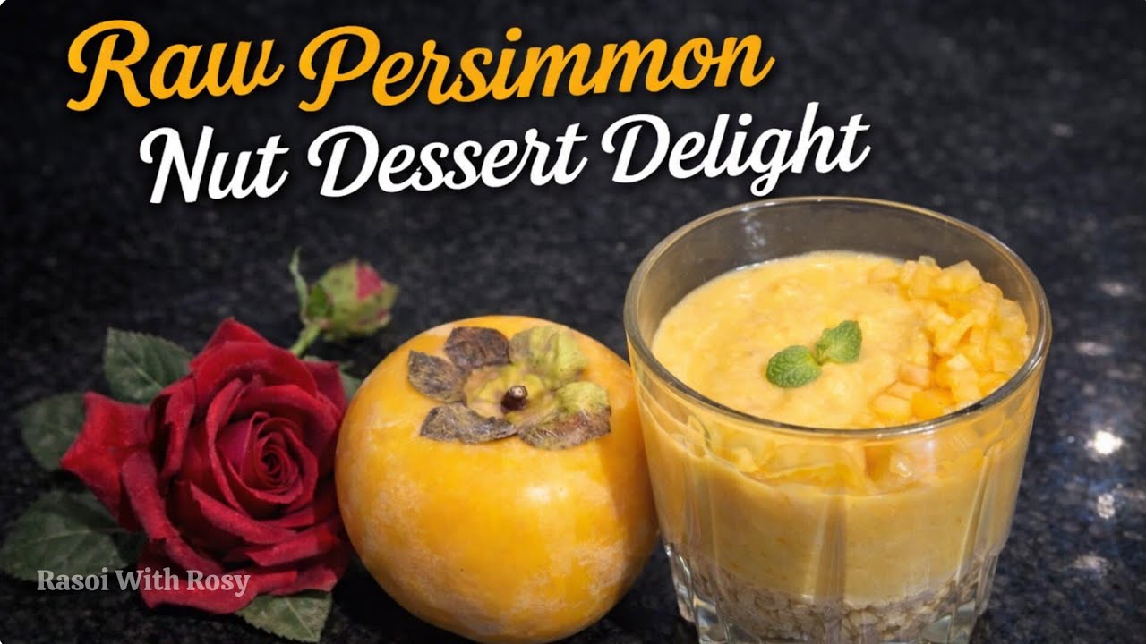 ❌ BAKE ❌ SUGAR Raw Persimmon Se VEGAN dessert🤯Taste Ne Sabko Shock Kar Diya😯Raw Fruit Experiment 🍊
