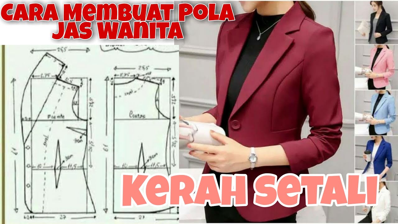 video membuat  pola jas#jas wanita kerah setai