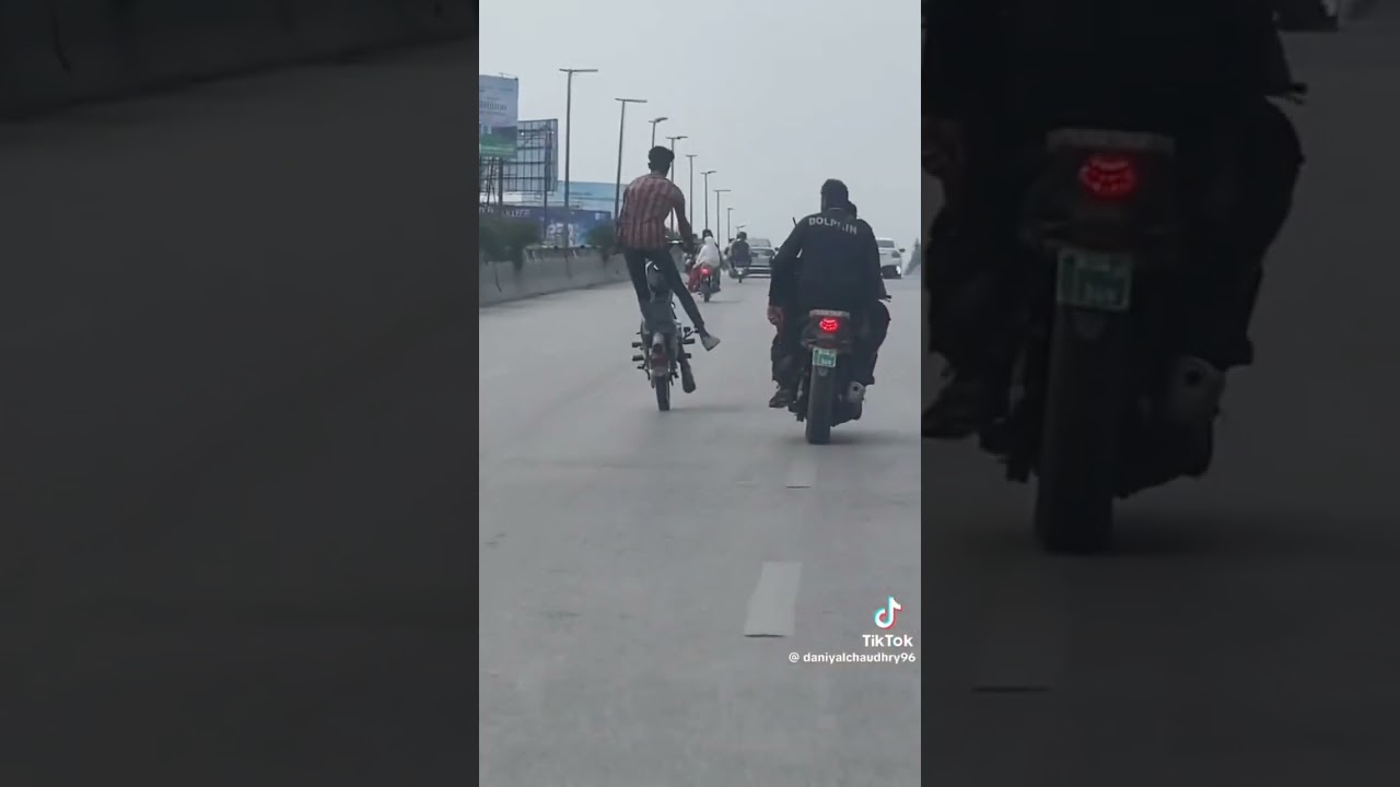 Dolphon police Caught one wheeling in pindi murree road