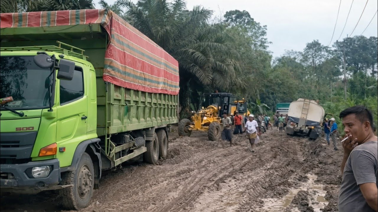 HEAVY TRUCK STUCK in Deep Mud ‼️ Extreme Recovery on Rural Road Gone Wrong