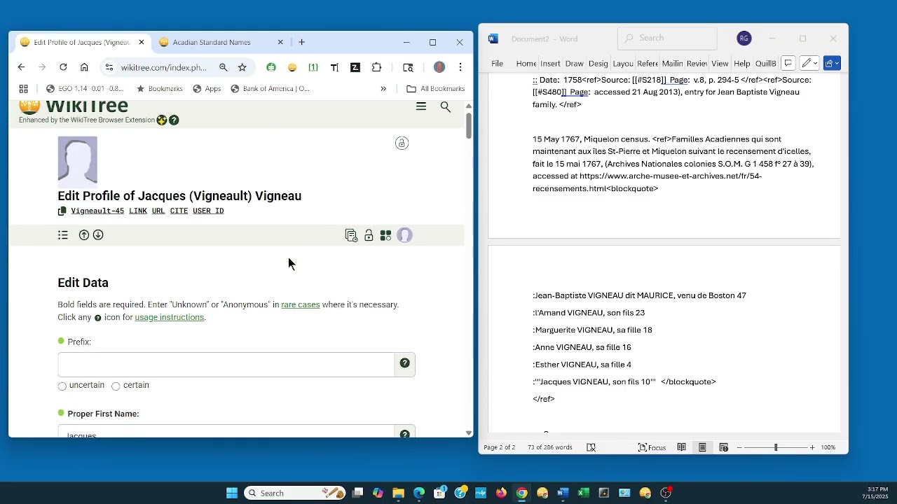Formatting a GED.com profile in WikiTree