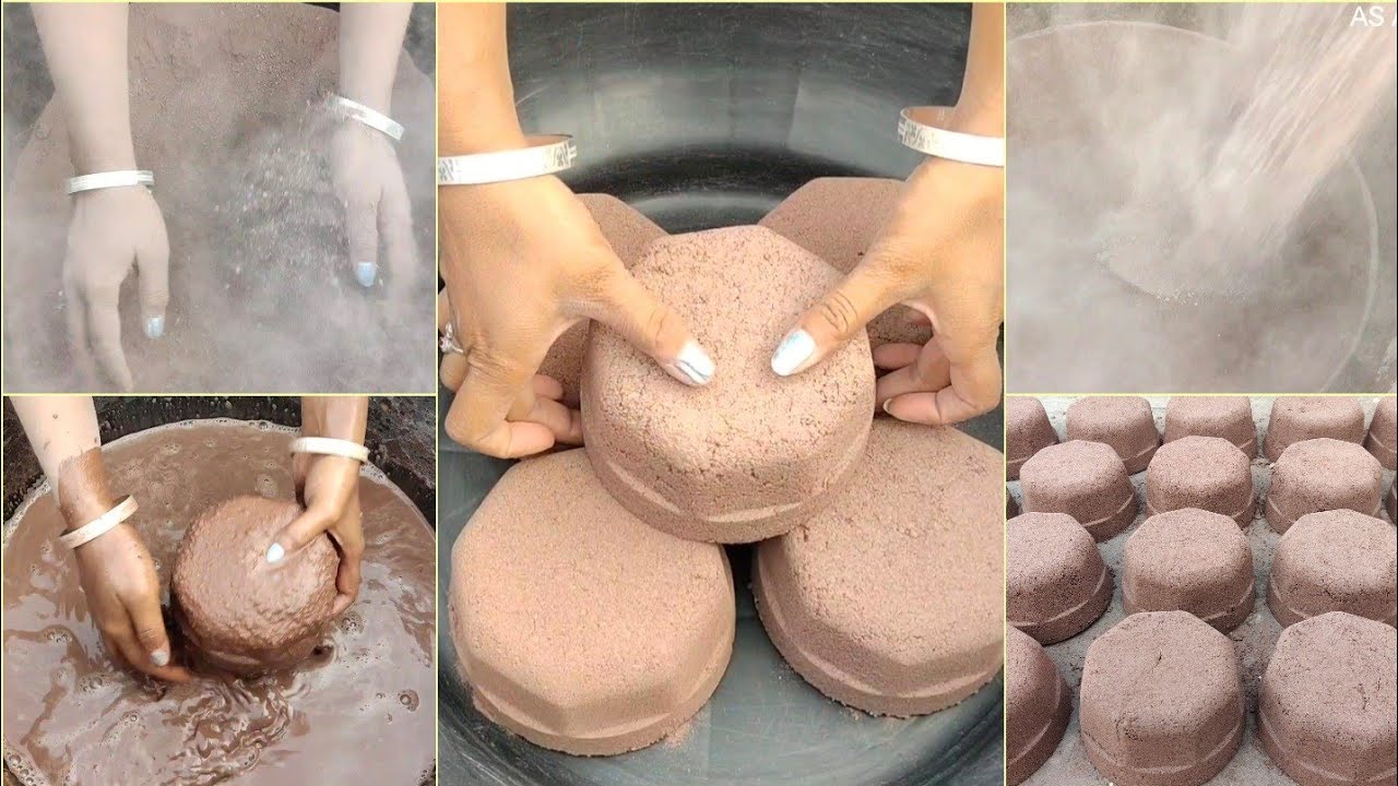 Asmr- Super soft dusty red sand cement dry water💦💦 crumbling requested video😊