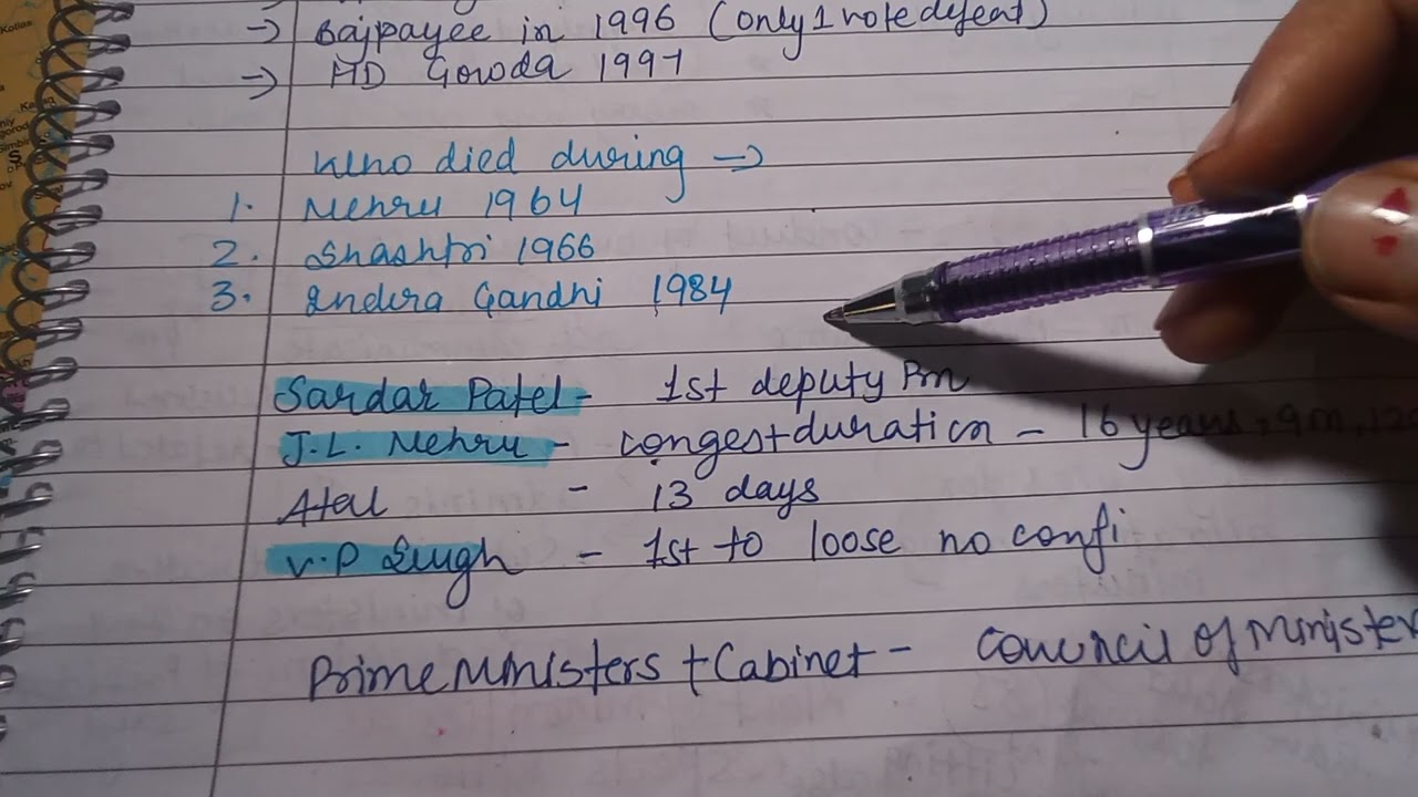 Prime minister of India in Indian Polity by Laxmikant handwritten notes part 2 for UPSC UPPSC HPSC