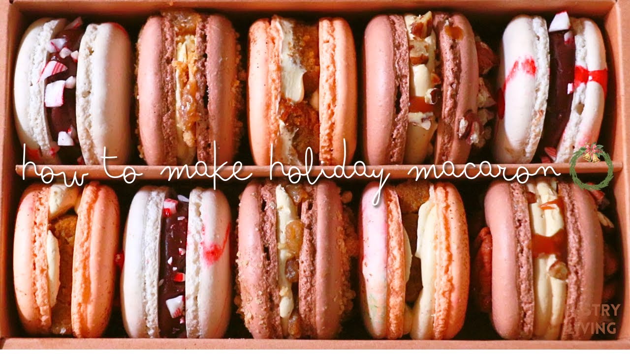 Приготовьте 4 праздничных макарон из одной партии! 🎁🎄 (яблочный пирог, тыквенный пирог, мятно-шок...