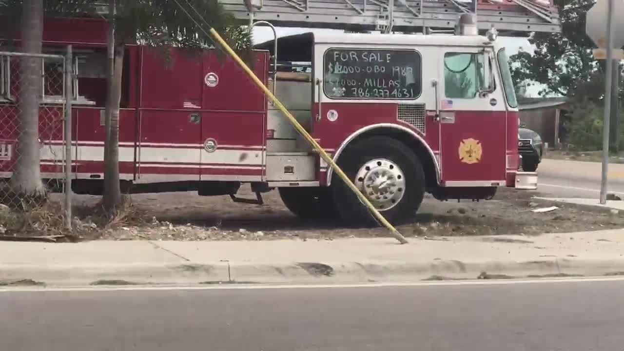 Fire truck for sale on the side of Miami-Dade road