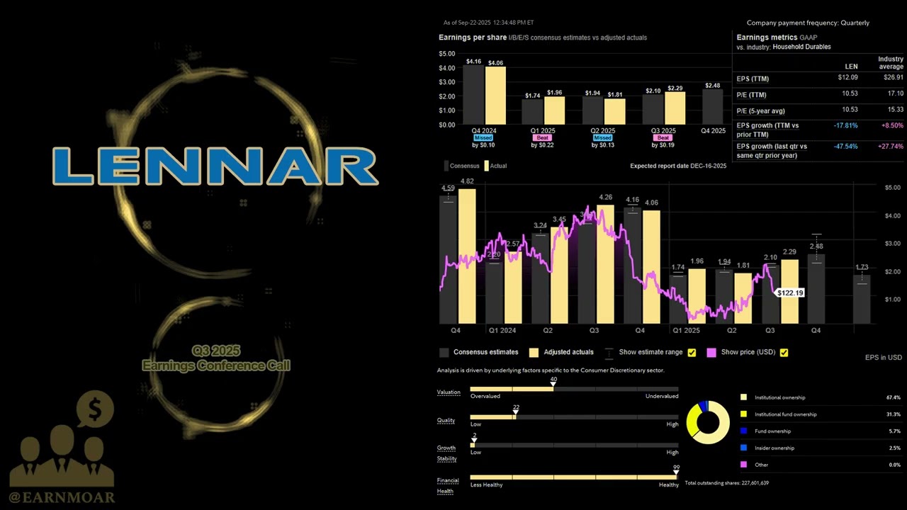 $LEN Lennar Q3 2025 Earnings Conference Call