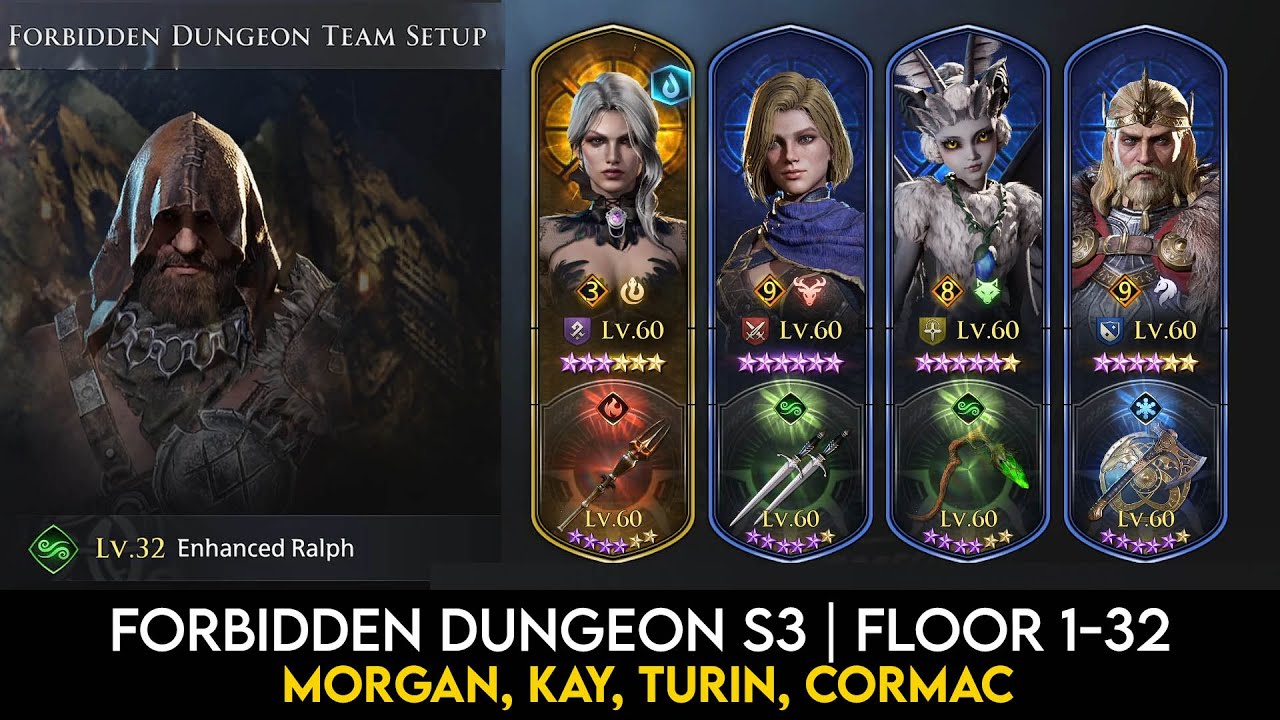 Season 3 Forbidden Dungeon 1 - 32 Playthough | King Arthur Legends Rise Guide