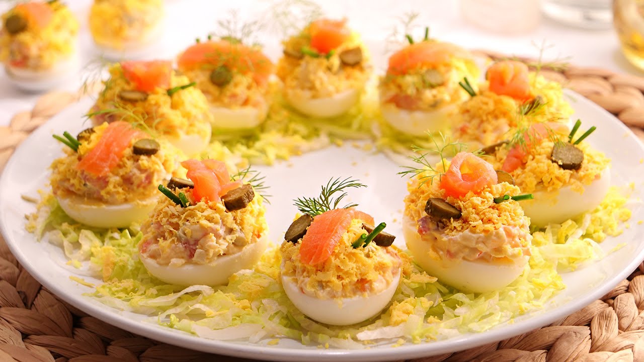 Huevos Rellenos de Salmón muy fáciles, rápidos y deliciosos