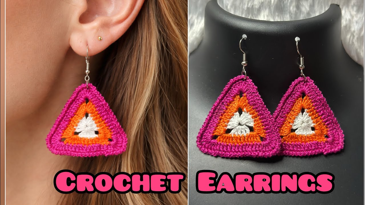 Easy & Beautiful Crochet Earrings Tutorial 🔺Trendy Handmade Jewelry Shorts | Trending Shorts #shorts