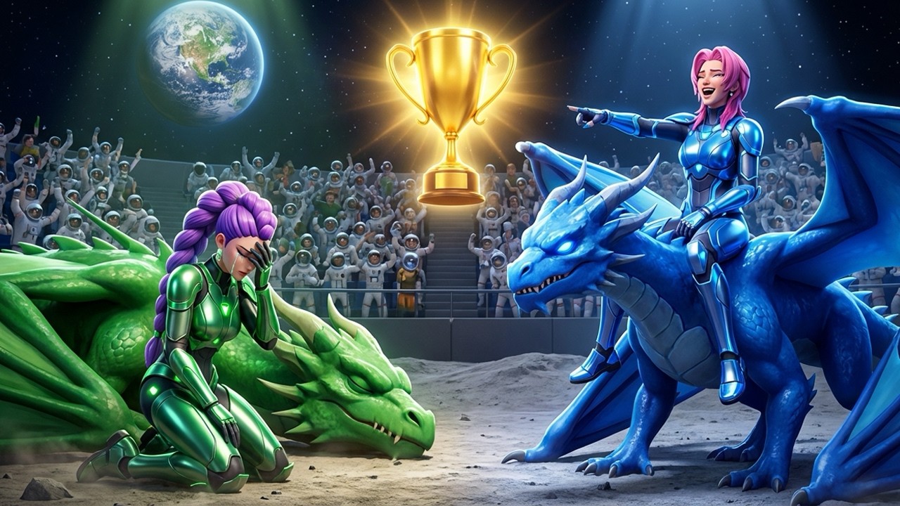 Green Family VS Blue Family: RUMI Wins Magic Dragon Racing Championship on Moon | KPOP Demon Hunter