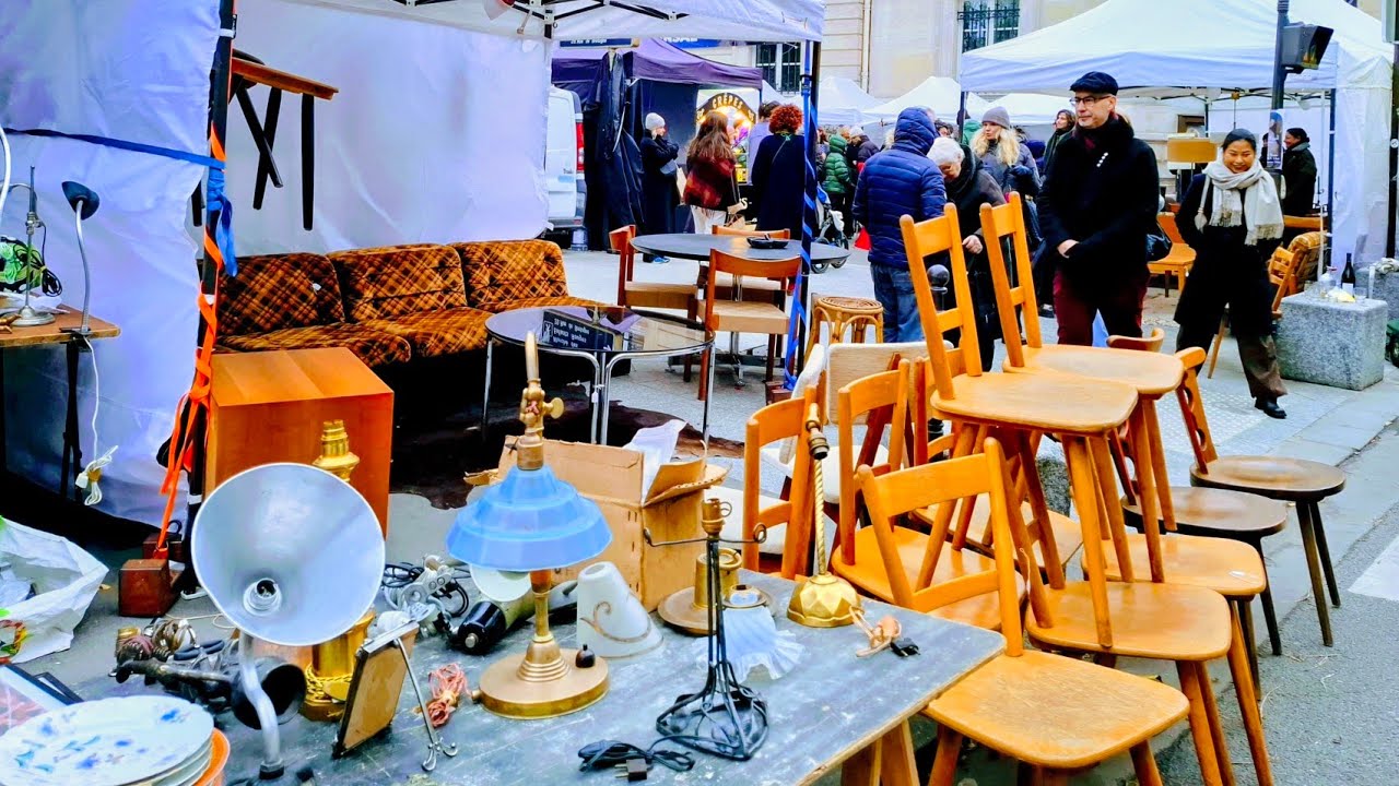 Paris France🇨🇵FLEA MARKET🏺MARCHÉS Aux puces🔥SECOND-HAND shopping🛍BROCANTE🪑ANTIQUITÉS🪞4KHDR Thrifting