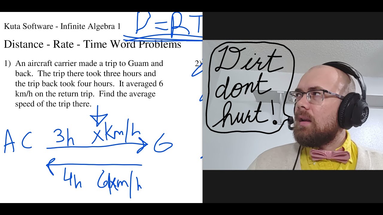 Distance-Rate-Time Word Problems (Part One)- Algebra 1 Kuta Worksheet Series