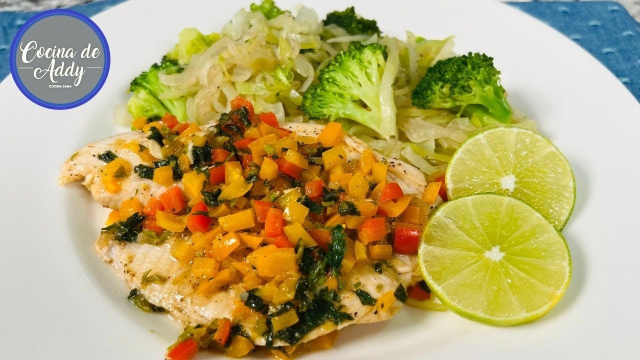 PESCADO A LA NARANJA CON VERDURAS Menú Diario sirve para Diabetes- Dieta, Bajar Peso y Colesterol
