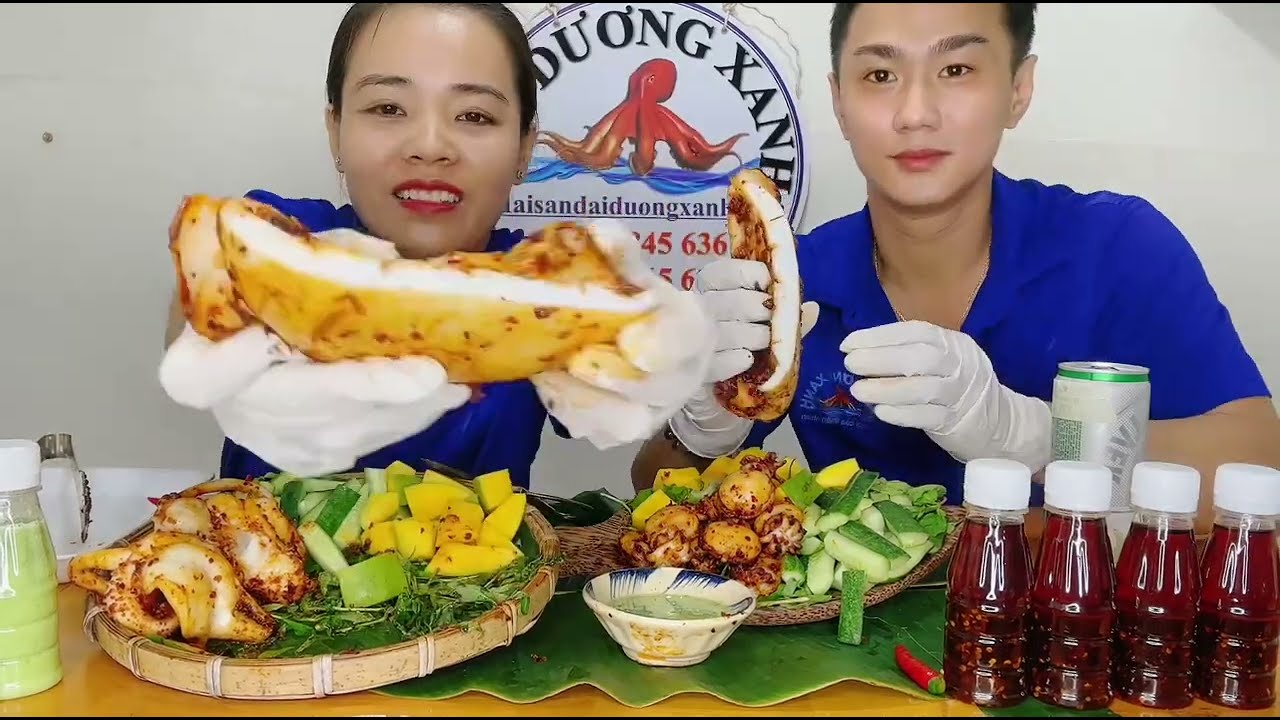 Mực Nướng Sa Tế Bằng Nồi Chiên Không Dầu Siêu Ngon , Cực Dễ - Mực Khổng Lồ Nướng