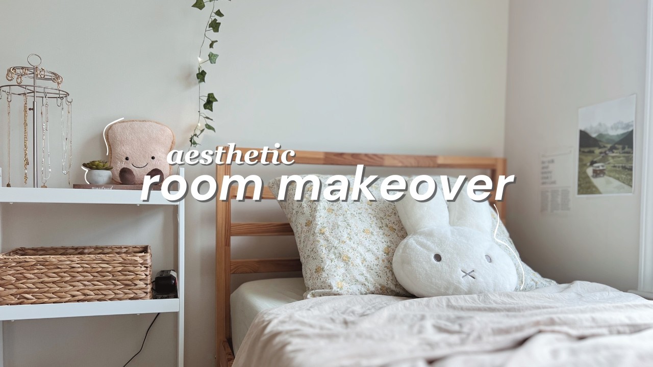 aesthetic room makeover✨ pinterest inspired, ikea haul, new desk setup