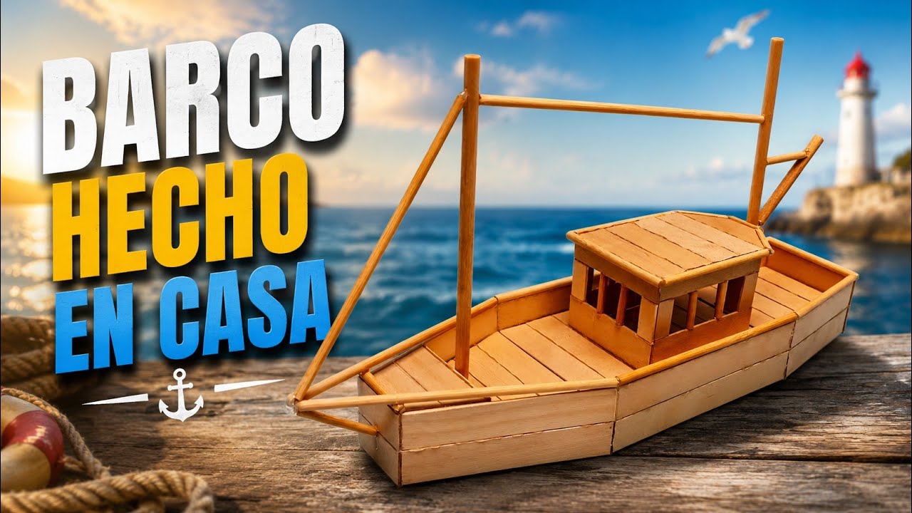 BARCO hecho con palitos de helado - BOAT made with ice cream sticks
