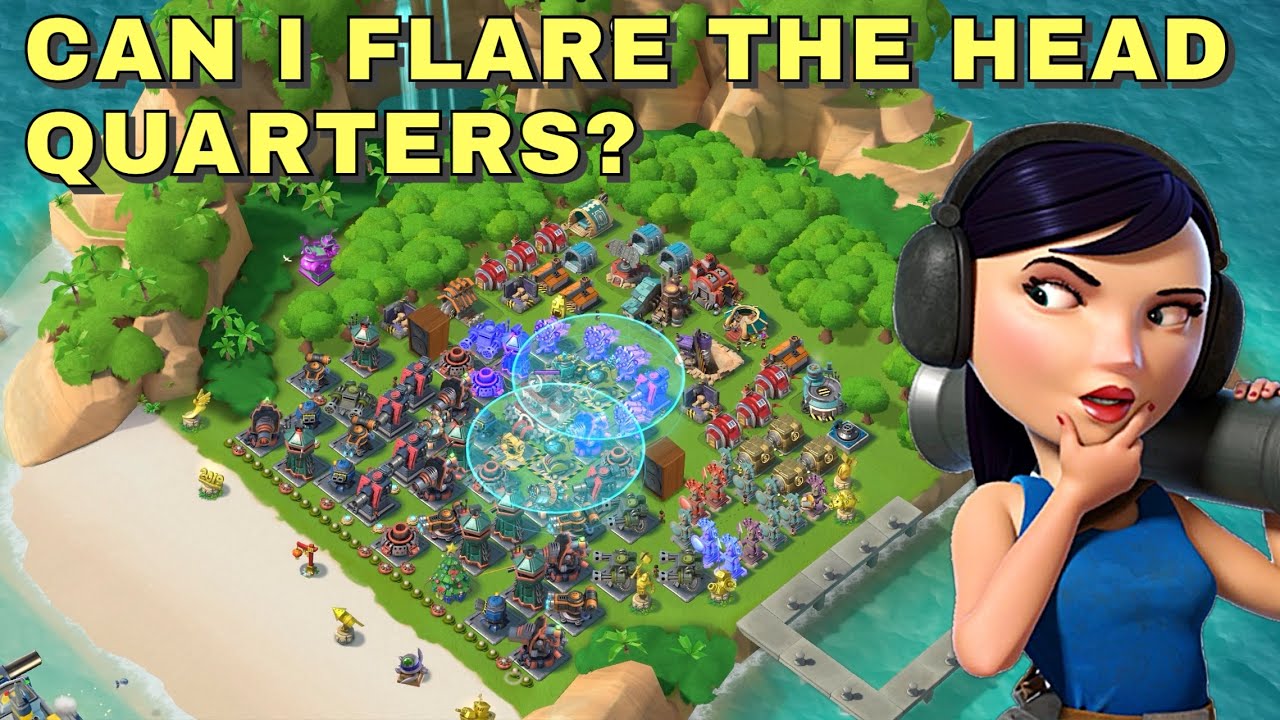 2 SKY SHIELDS! Can I FLARE the HQ? - BOOM BEACH gameplay, attack strategy & animation