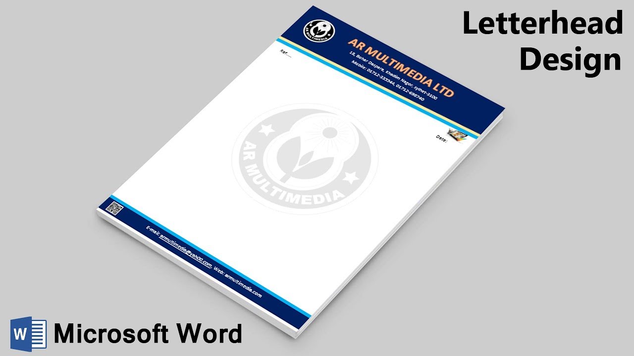MS Word Tutorial: How to Make Letterhead Design in Microsoft Word 2019|MS W PAD {AR Multimedia}