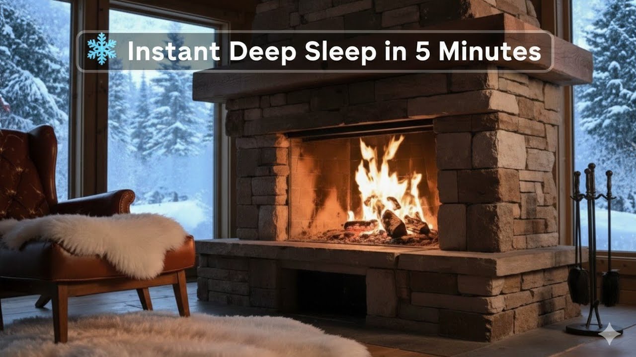 Luxury Cozy Fireplace 24/7 🔥 Snowy Winter Cabin Ambience in 4K | Sleep, Study & Relax