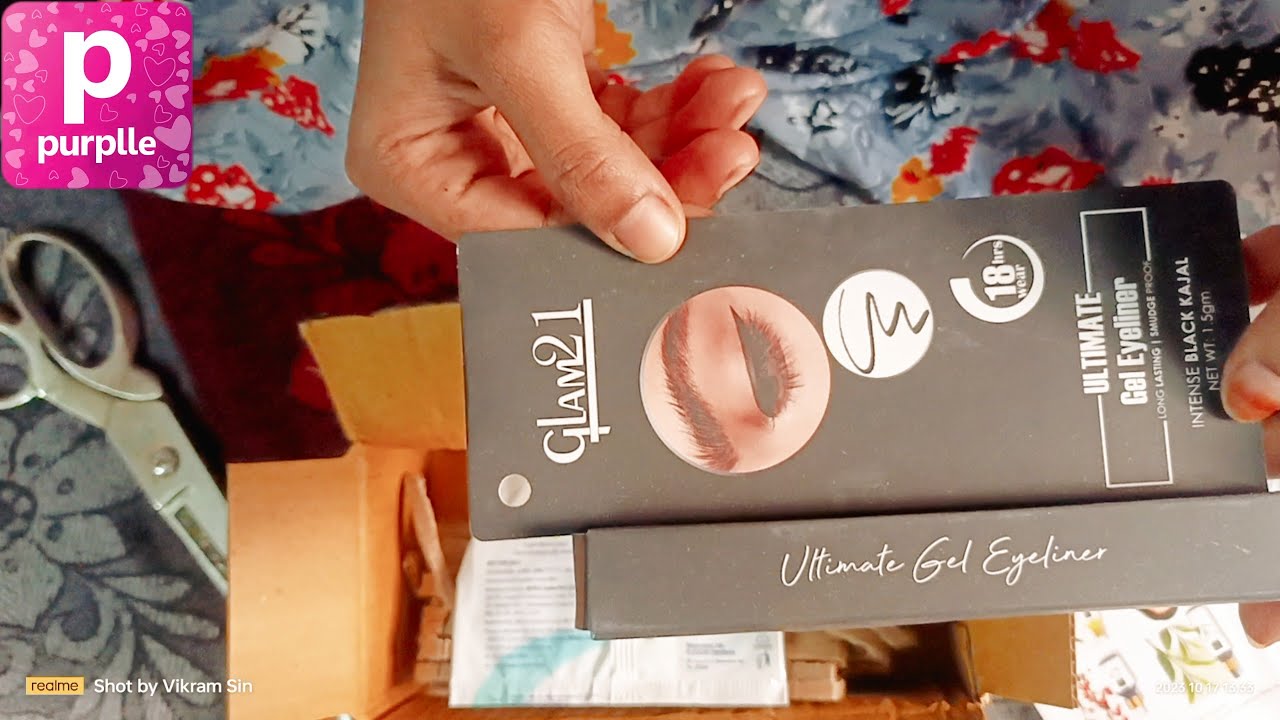 Glam 21Gel Eyeliner under rs-150/From Purple. Com #unboxing #purple #kajal #glamlook #glam21#fashion
