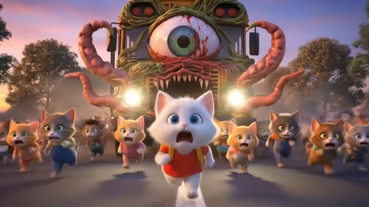 OMG 😱🚌 On the Way to School, a Kitten Encountered a Mutated Bus Monster! 🐱💥