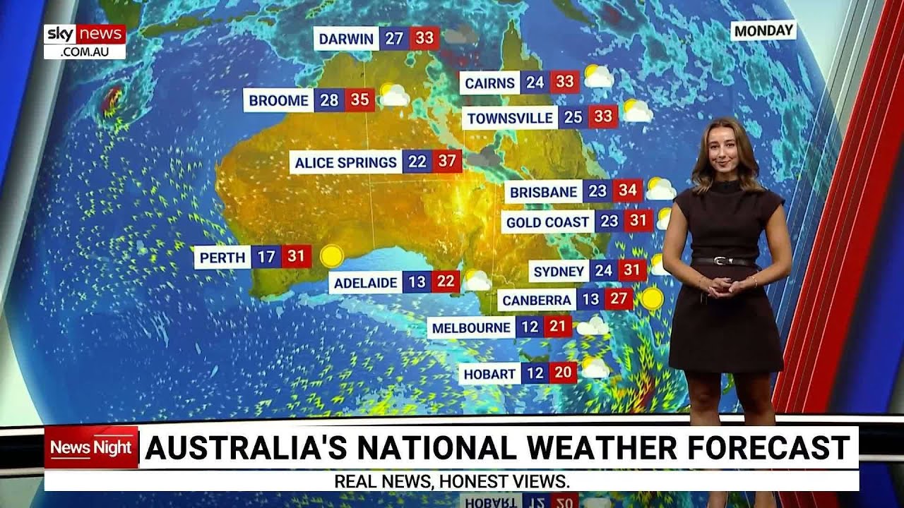 Monday weather forecast across Australia
